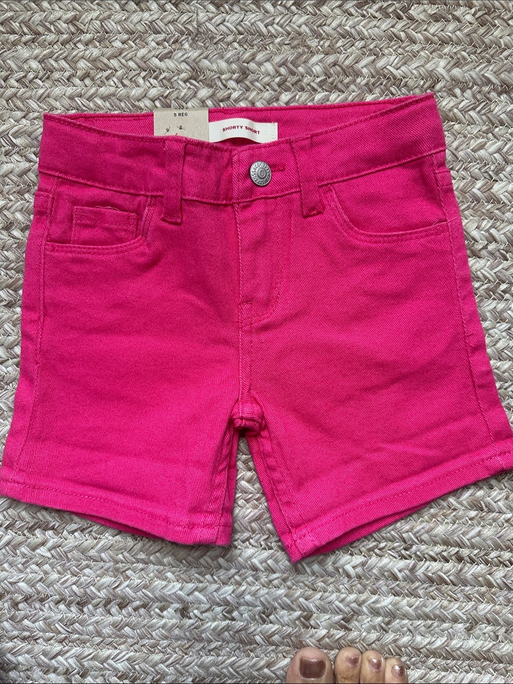 Levi's Hot Pink Girls' “Shorty Shorts” Stretch Denim Shorts